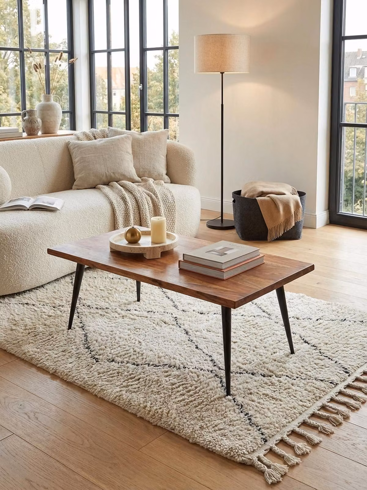 Tavolino da salotto 110x60x40 cm Tavolino in legno massello di sheesham con bordo naturale, tavolino da salotto rettangolare con struttura in metallo, tavolino grande Tavolino da salotto moderno