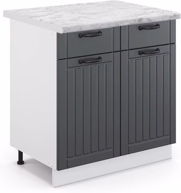 Mobiletto base per cucina Fame-Line Antracite rustico/Bianco 80 cm, PL Marmo Vicco