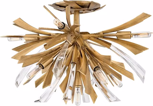 Lampada a Soffitto Hinkley Vida in Metallo e Cristallo Oro Brunito con 9 Luci E14