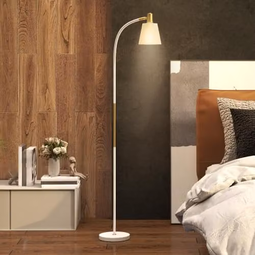 HOMCOM Lampada da terra Soggiorno Bianco Regolabile 127-160 cm