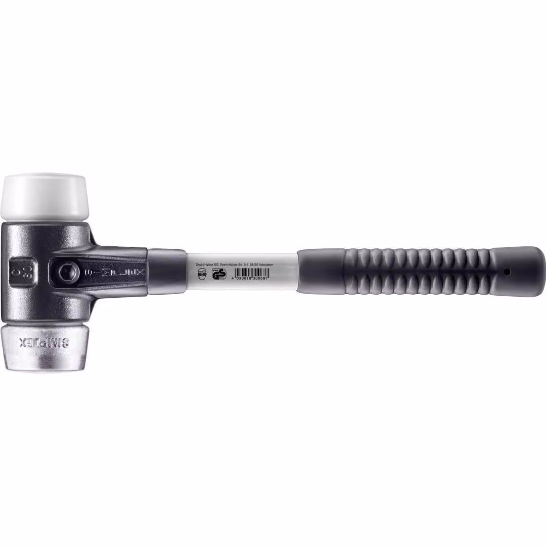Mazza SIMPLEX soft-face con alloggiamento in TE rinforzato e impugnatura in fibra di vetro, Ø 60, superplastica / metallo morbido