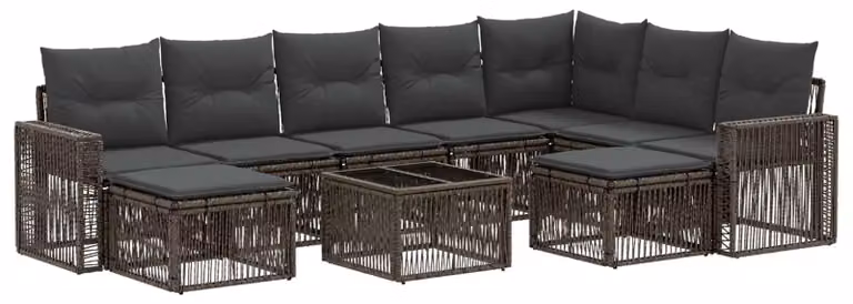 Set Divano da Giardino 10 pcs Grigio e Grigio Scuro polyrattan
