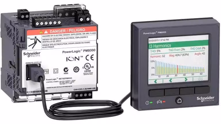 Analizzatore di rete Schneider Electric ION Classe A, PowerLogic PM8344, Advanced, montaggio su guida DIN con display, 512 MB, 512 campioni/periodo, AC/DC METSEPM8344