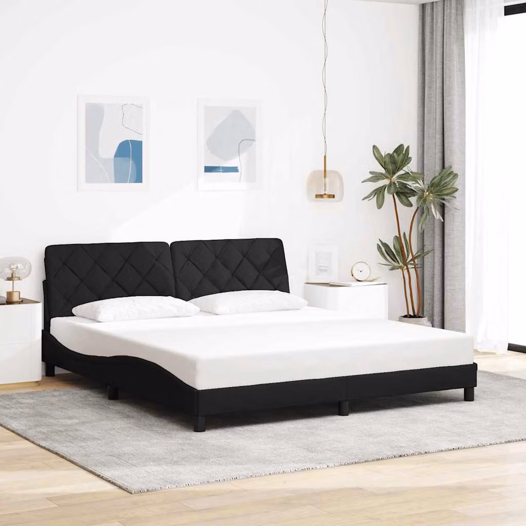 Giroletto senza materasso vidaXL in tessuto nero L 180 x P 200 cm – 1