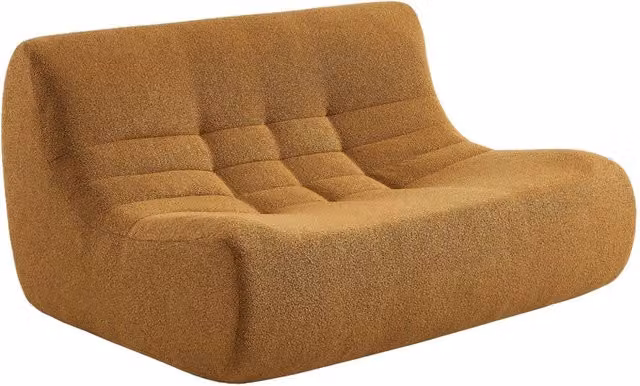 Poltrona a due posti Sweeek in tessuto bouclé testurizzato design moderno per il tuo soggiorno L: 137 cm, P: 72 cm, H: 105 cm – 1