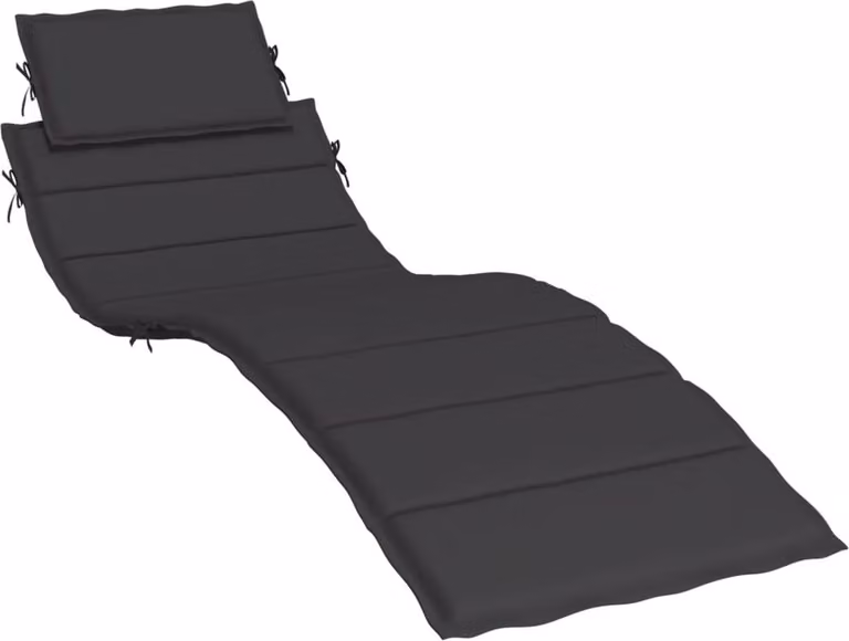Cuscino per Lettino Nero 186x58x4 cm in Tessuto Oxford