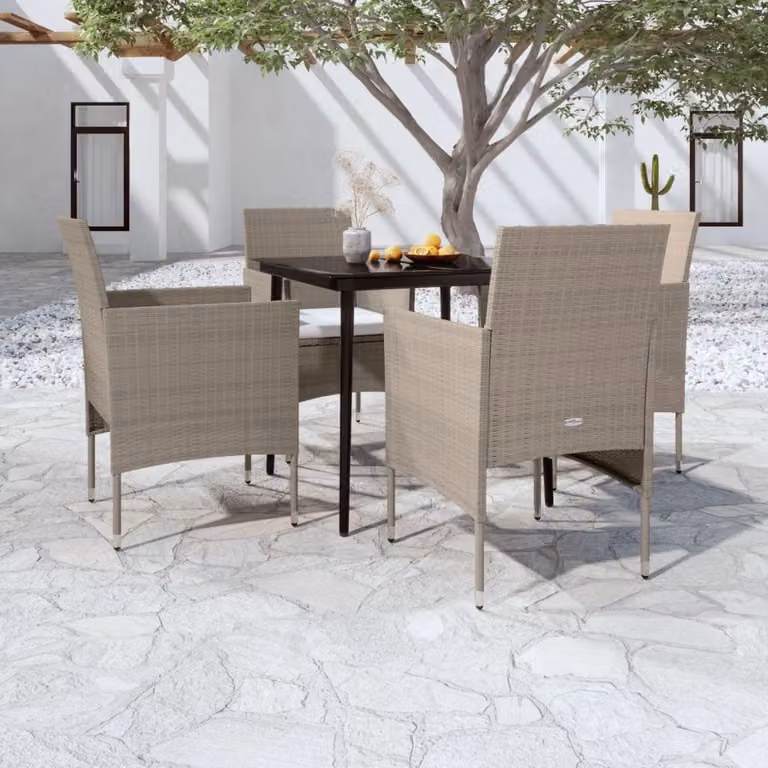 Maison Exclusive - Set da pranzo da giardino a 5 pezzi con cuscini beige e neri