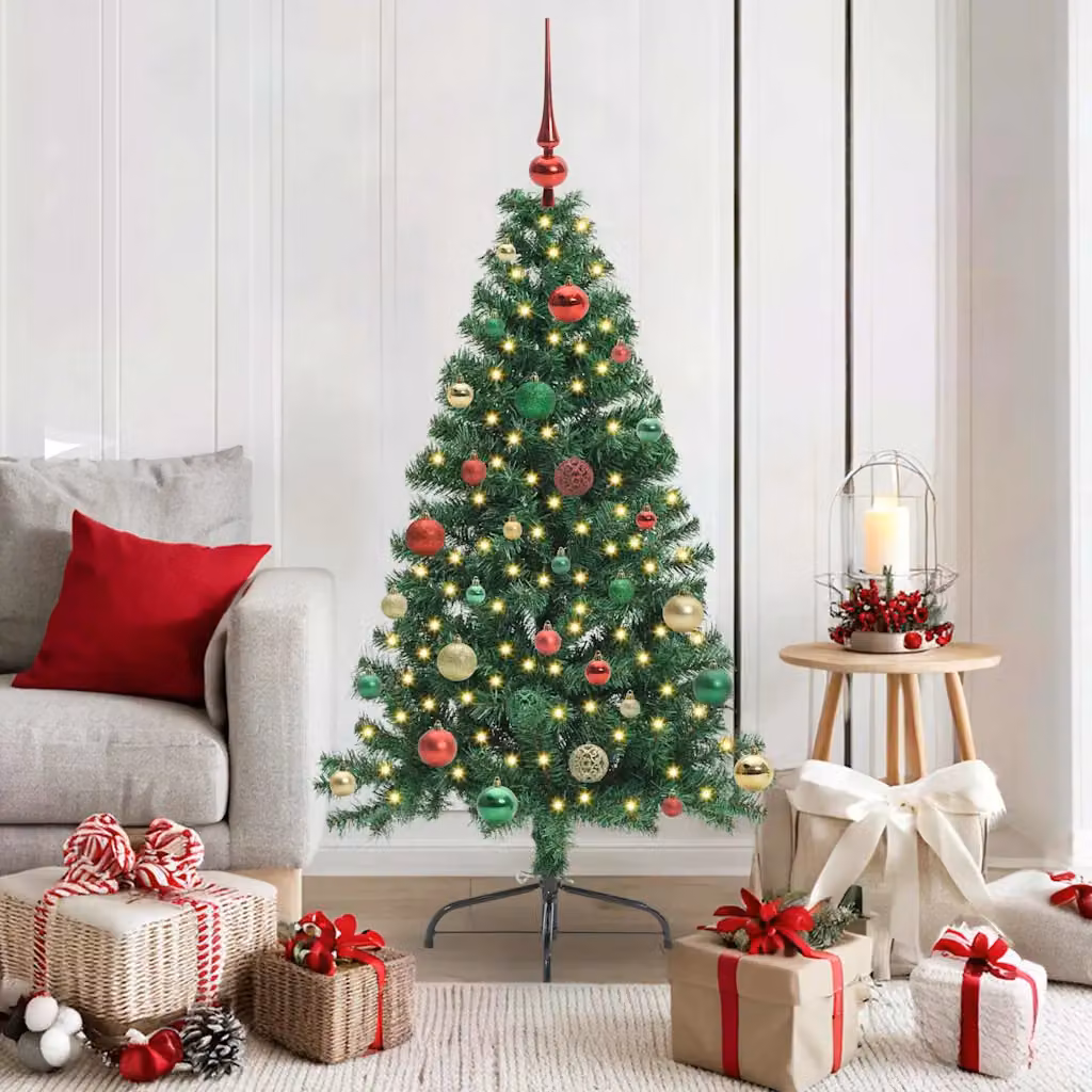 Albero di Natale artificiale moderno vidaXL con luci LED bianco caldo Verde 150 cm