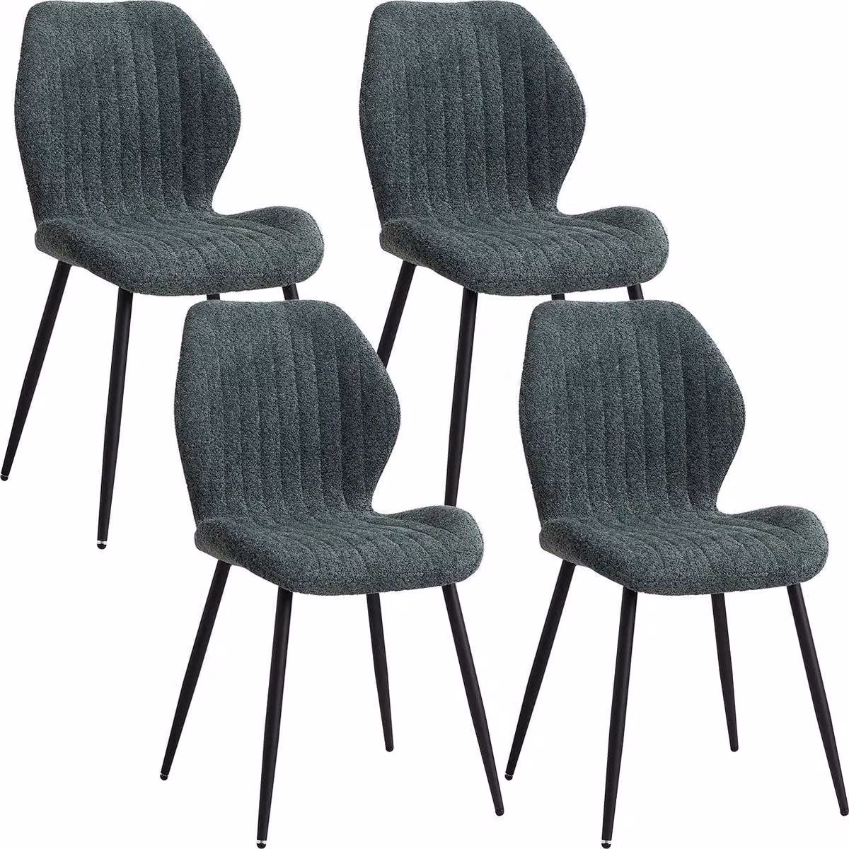 Set di 4 sedie da pranzo - Con schienale - Poltrone - Sedie per il soggiorno - Sedie a conca - Tessuto di lino confortevole