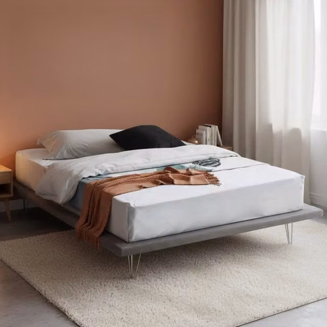 Letto matrimoniale Pietersite Talamo Italia in tessuto grigio per materasso 160x200 cm