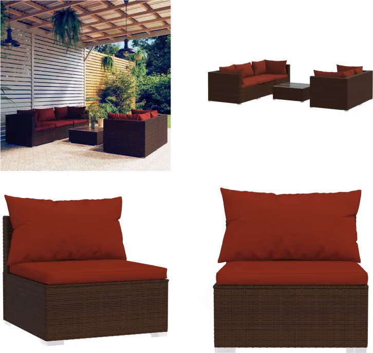 vidaXL set salotto da giardino 6 pezzi con cuscini in rattan marrone - set salotto da giardino - set salotto da giardino - set salotto da patio - set divano da patio