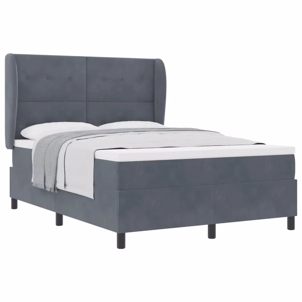 Letto Ibrido con Testiera in Velluto Grigio vidaXL L/P: 160 x 200 cm – 2