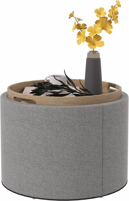 Poltrona imbottita con poggiapiedi Minimal Grigio/Naturale L: 56 cm, P: 56 cm, H: 42 cm