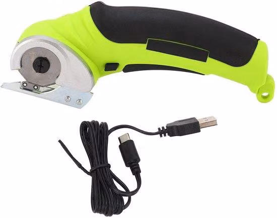 Forbici multifunzione con sistema di sicurezza - Taglia-tessuti rotanti - Forbici a batteria - Adatte per pelle e carta - Sistema di affilatura automatico - Taglia-tessuti