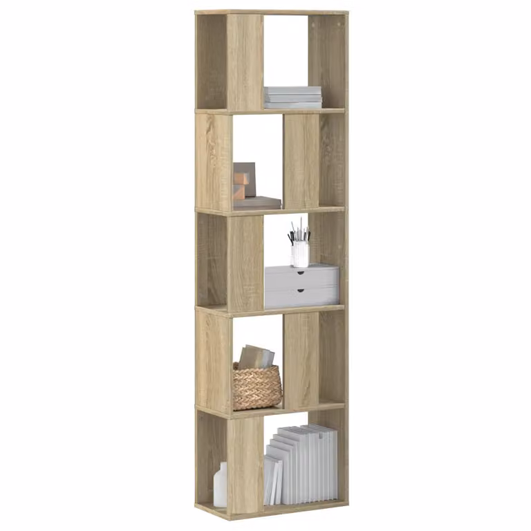 Libreria moderna vidaXL con 5 ripiani in legno color rovere, L 45 cm x P 23,5 cm x H 162,5 cm