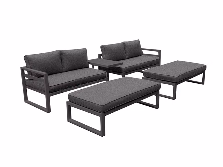 Mobili da salotto per il giardino e la terrazza. Divano da giardino per esterni, rivestimento antracite