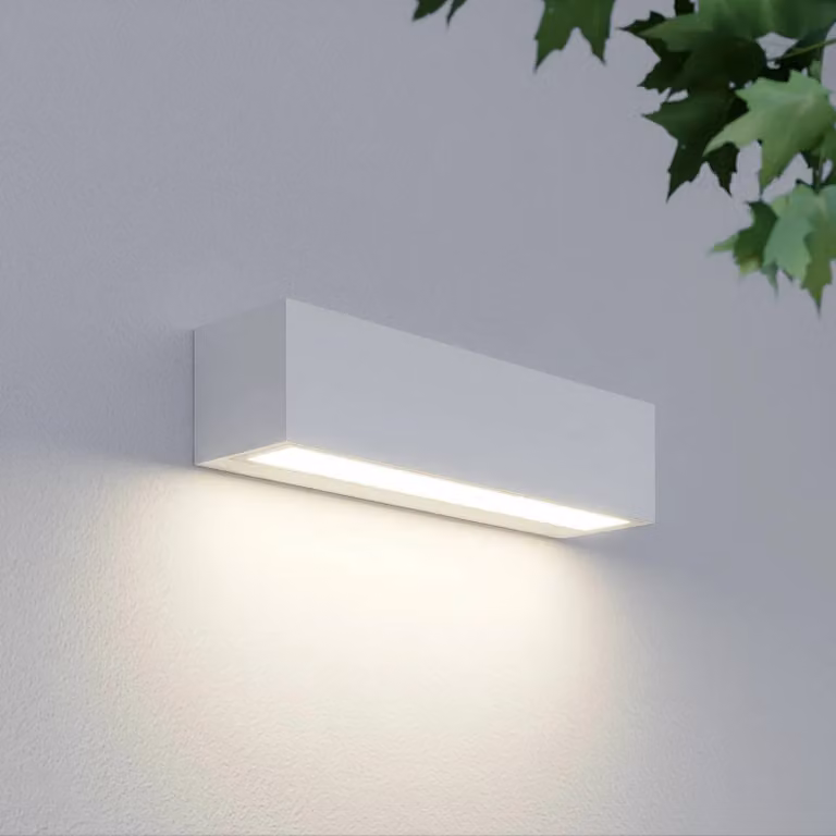 Applique da esterni a LED Lengo Lucande, Bianco / Opale, Alluminio, Moderno, Applique LED da esterni