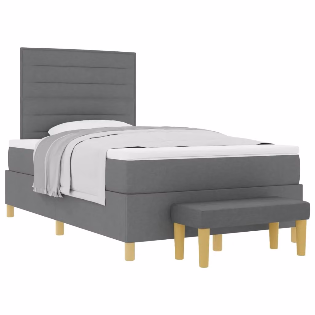 Letto matrimoniale con testiera vidaXL in tessuto grigio L 120 x P 200 cm – 2