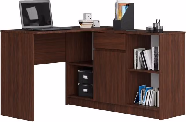 Scrivania angolare AKORD B17 Wengé 120 cm 1 anta 1 cassetto 120x126x79 cm