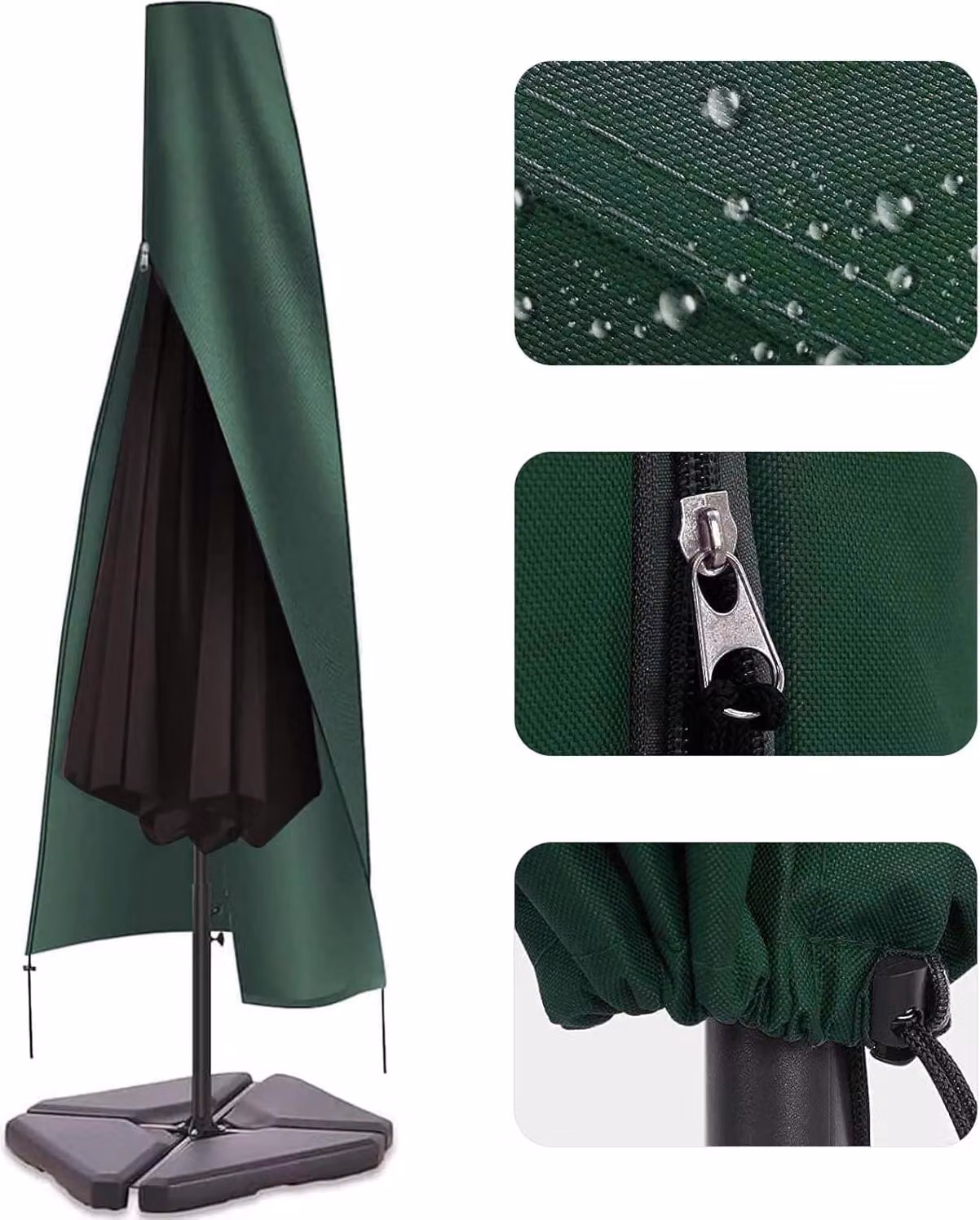 Copertura per ombrellone da giardino con diametro da 2,5 a 4 m - Tessuto Oxford 600D impermeabile con cerniera e cordino