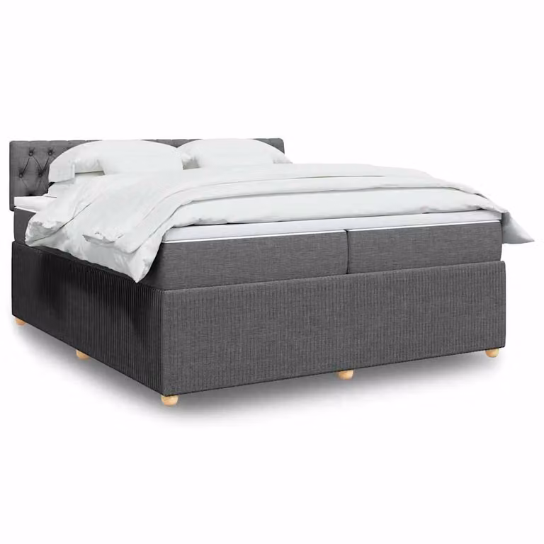 vidaXL Giroletto a Molle con Materasso Ibrido in Tessuto Grigio e Bianco, L/P: 200 x 200 cm