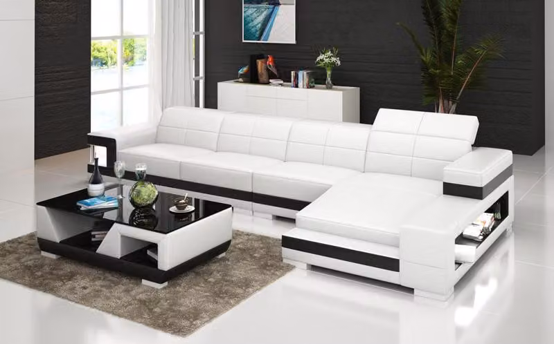 Ledersofa mit USB Wohnlandschaft Ecksofa Eck Garnitur Design Modern Sofa G8017C