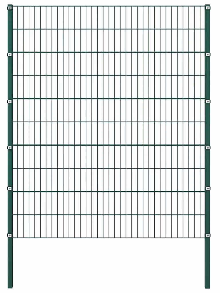 Pannello per recinzione con pali in ferro, dimensioni 1385 x 200 cm, colore verde