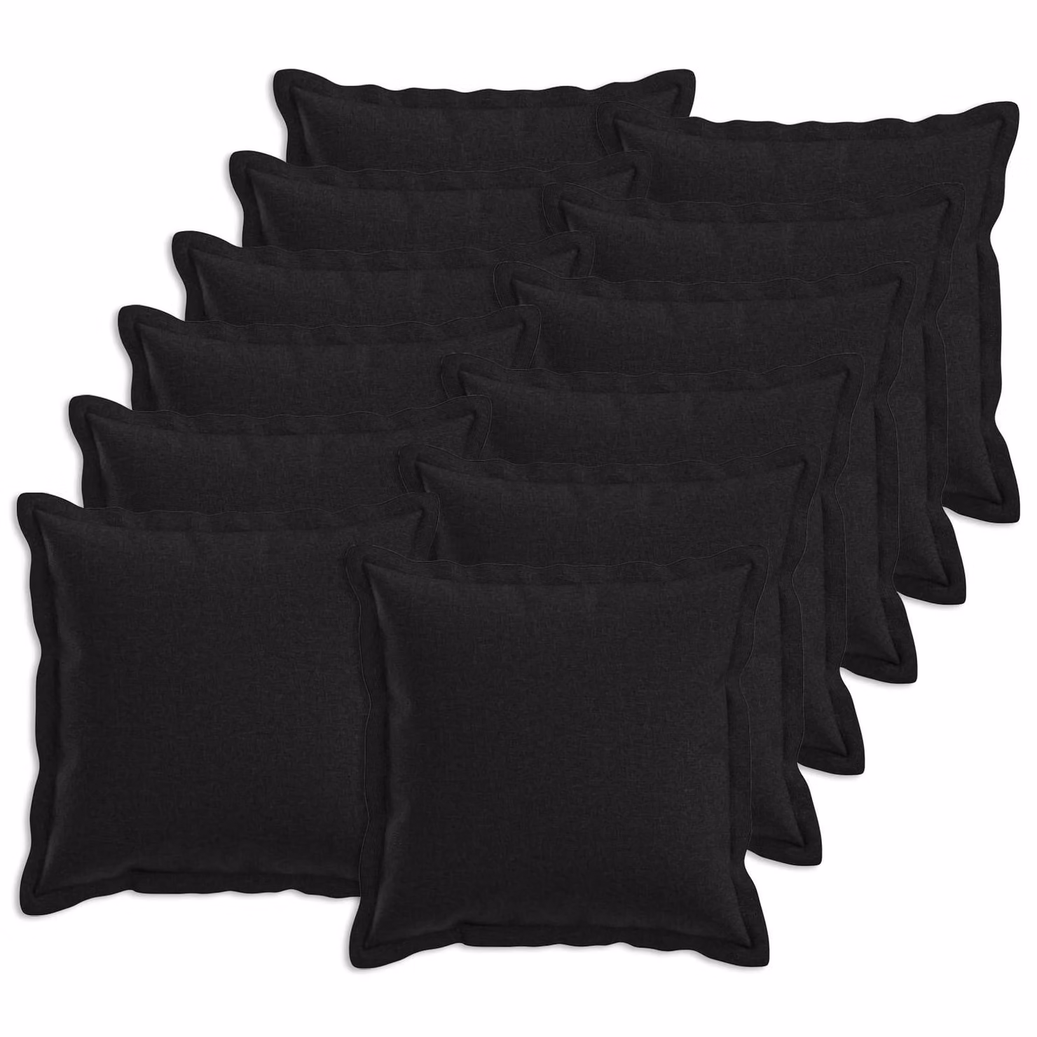 Set di 12 federe vidaXL HOUTEN nere in poliestere, forma quadrata, 45 x 45 cm