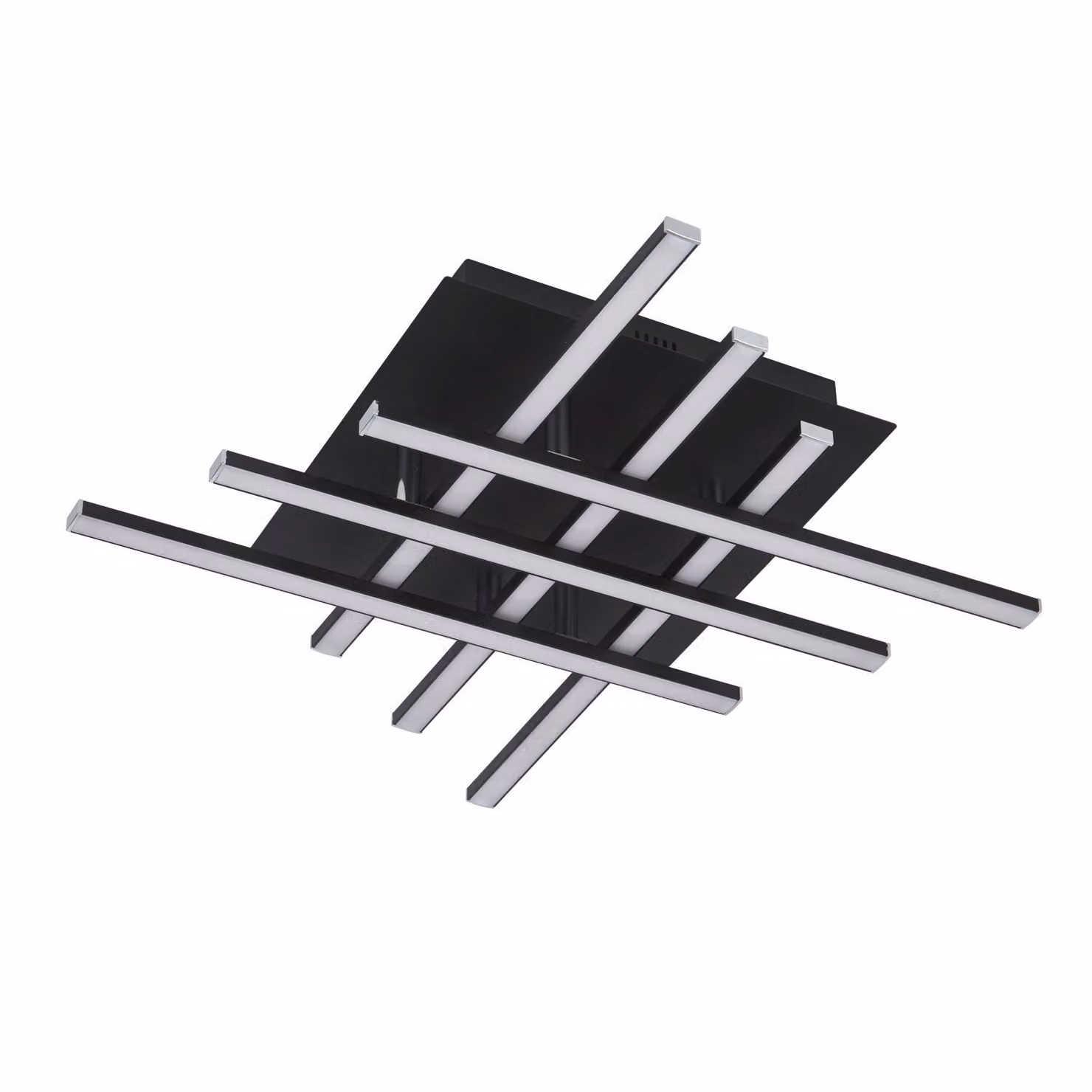 Lampada da soffitto a LED in metallo 3000 K luce bianca calda 1415 lm larghezza 45,5 cm nero cromo opaco moderno