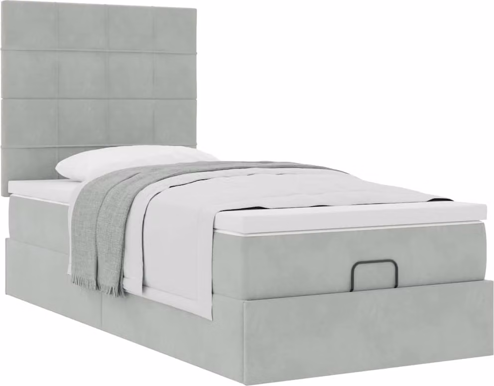 Struttura Letto Pouf con Materassi 90x200 cm in Velluto