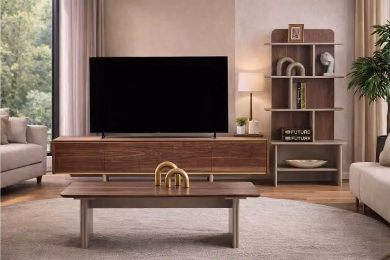 Exklusive Braune Wohnzimmergarnitur TV-Lowboard Edler Couchtisch