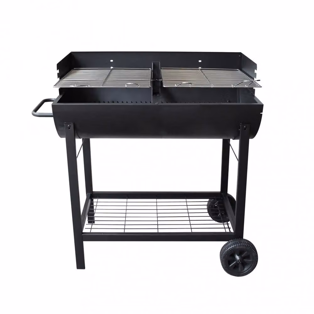 Barbecue a carbonella GIORDANOSHOP in acciaio nero L: 100 cm, P: 47 cm, H: 94 cm – 2