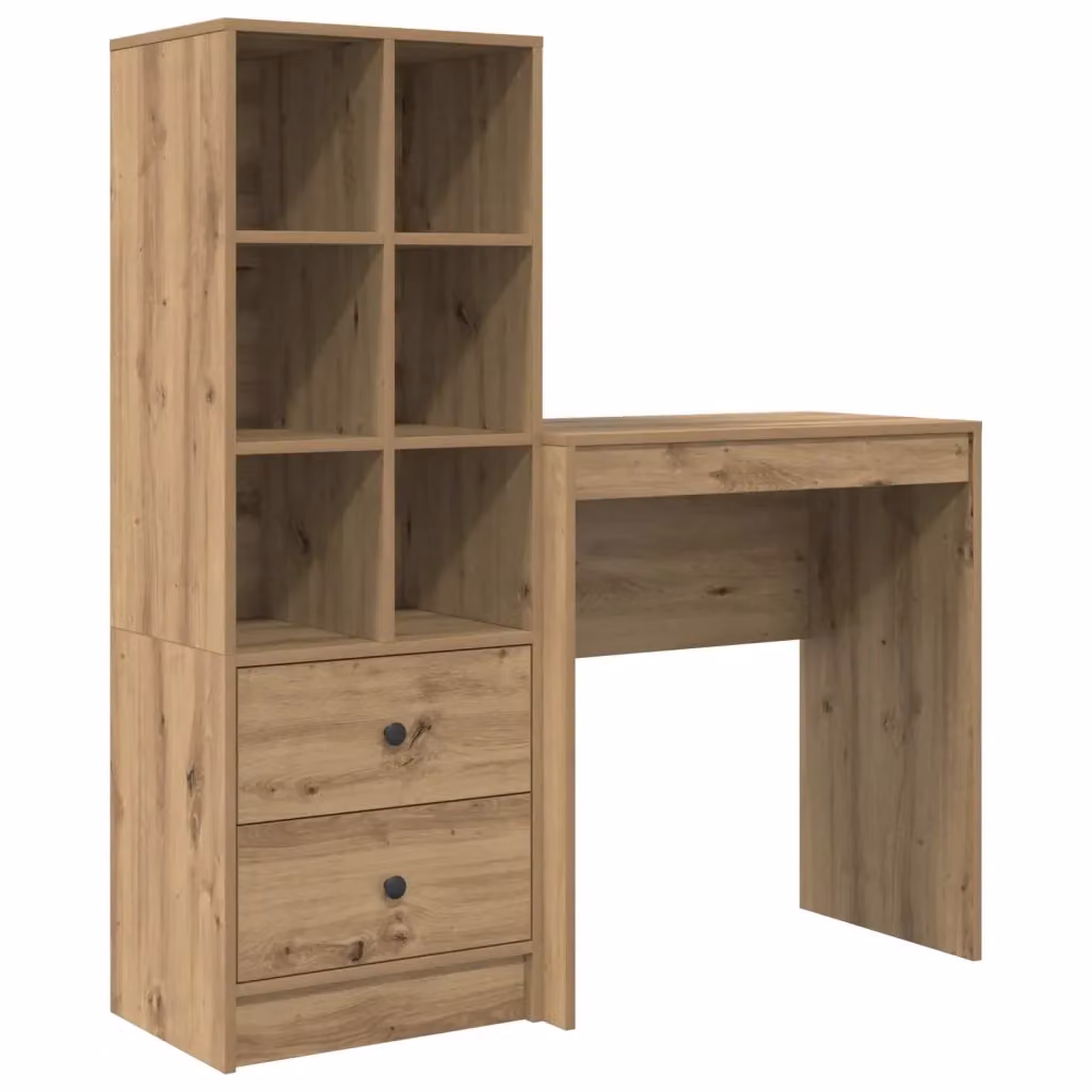Set di 2 Scrivanie Moderne con Scaffale vidaXL in Rovere Marrone L: 115,5 cm, P: 40 cm, H: 127 cm – 2