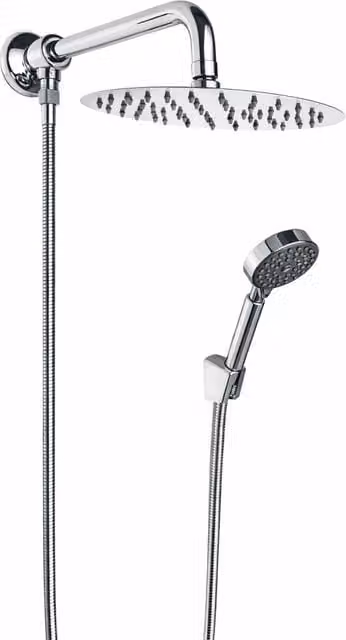 Kit set doccia deviatore con doccetta e soffione e braccio 40 cm
