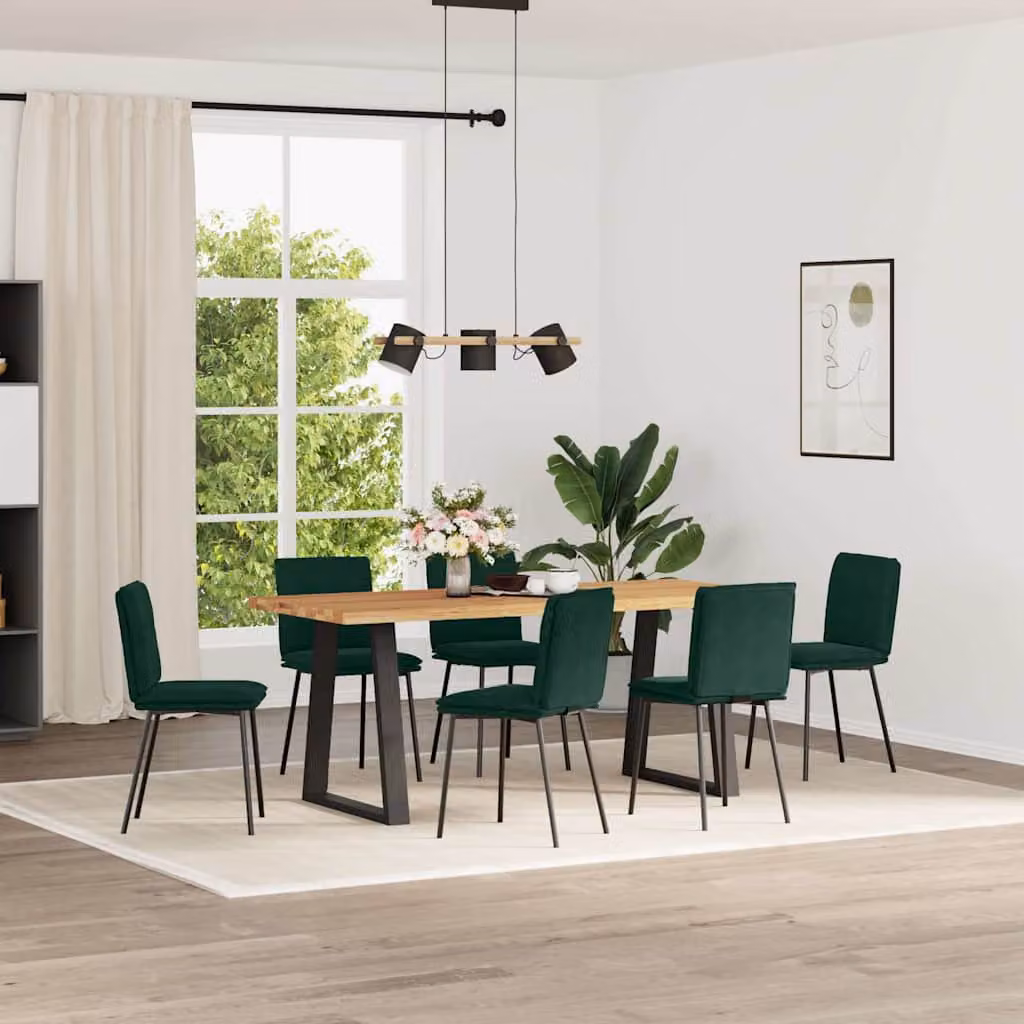 Set di 6 sedie da pranzo vidaXL in velluto verde scuro con struttura in metallo e legno