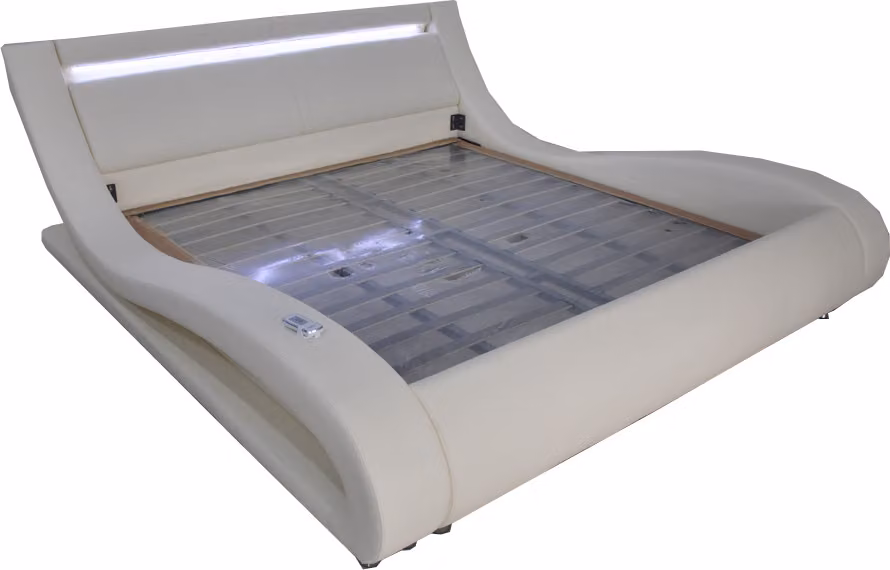Luxus Leder Design Polster Betten Doppel Modernes Beleuchtet Ehe Bett designer