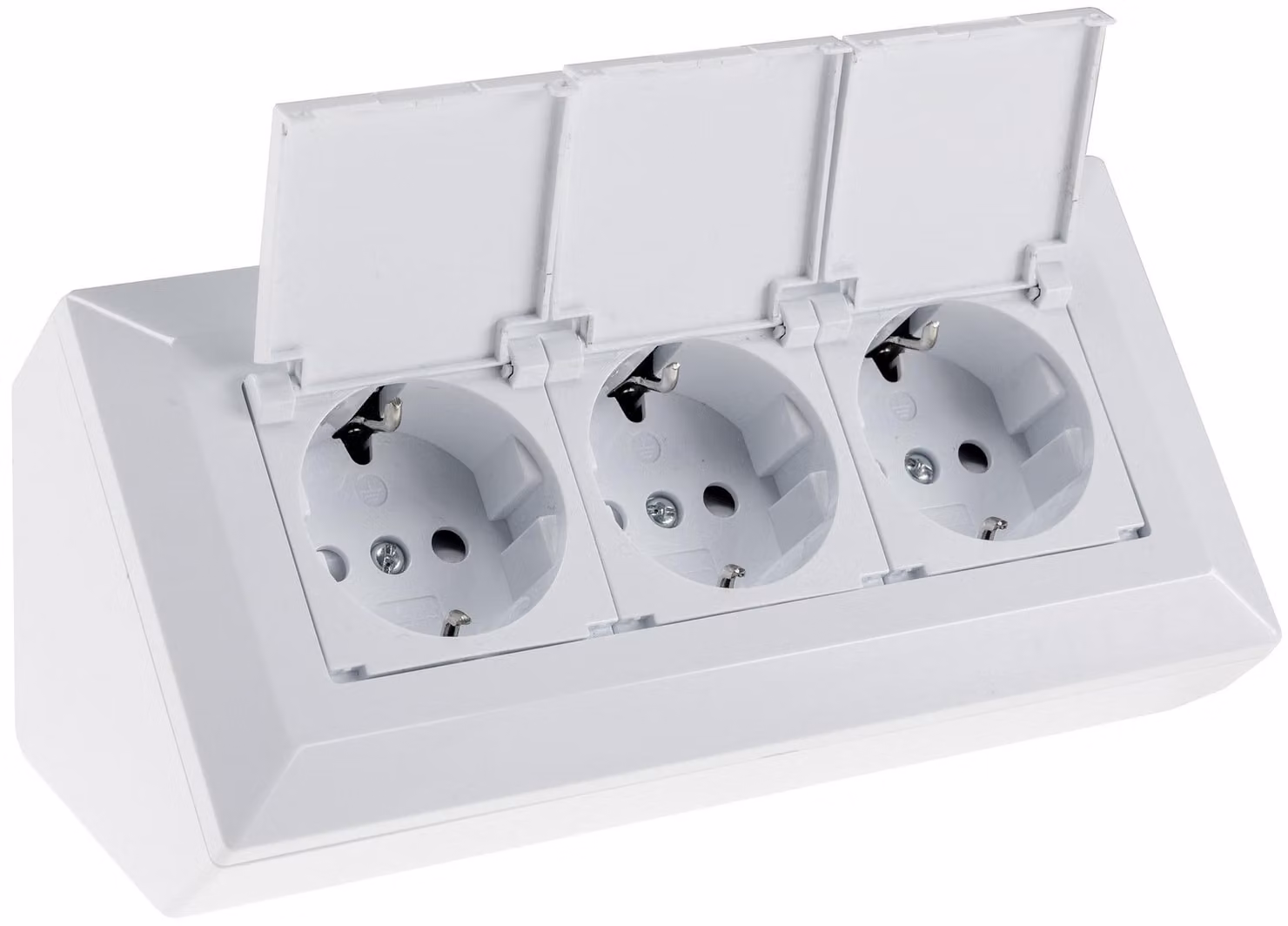 blocco presa a 3 vie, bianco 250V~/ 16A, montaggio a superficie con alette