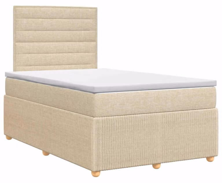 Letto a molle con materasso crema 120 x 190 cm in tessuto