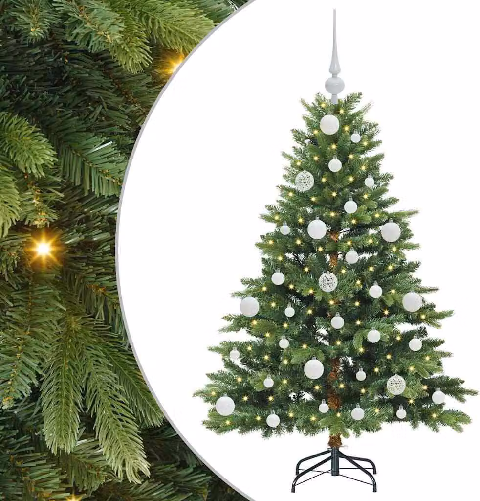 Albero di Natale artificiale con 150 LED verdi da 120 cm in PE e PVC