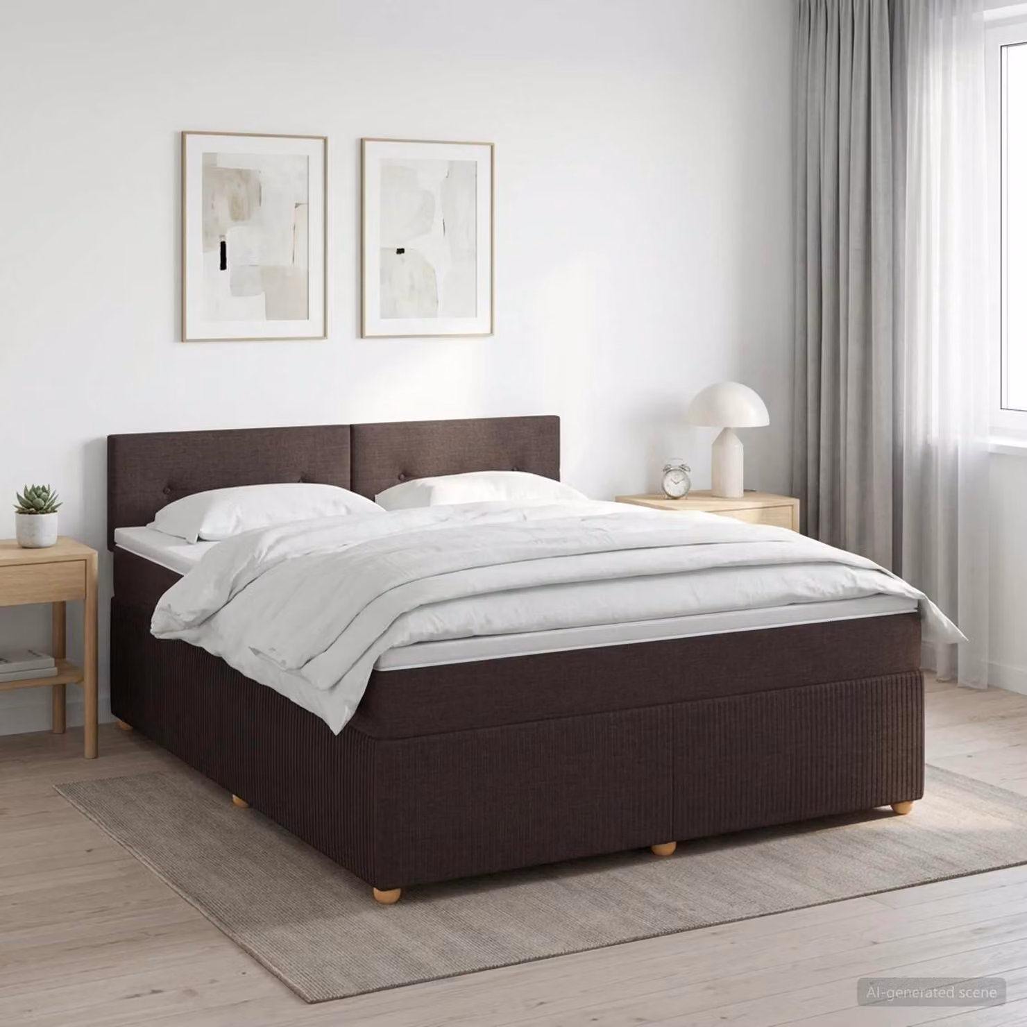 Maison Exclusive - Letto boxspring con materasso marrone scuro 140 x 190 cm Tessuto
