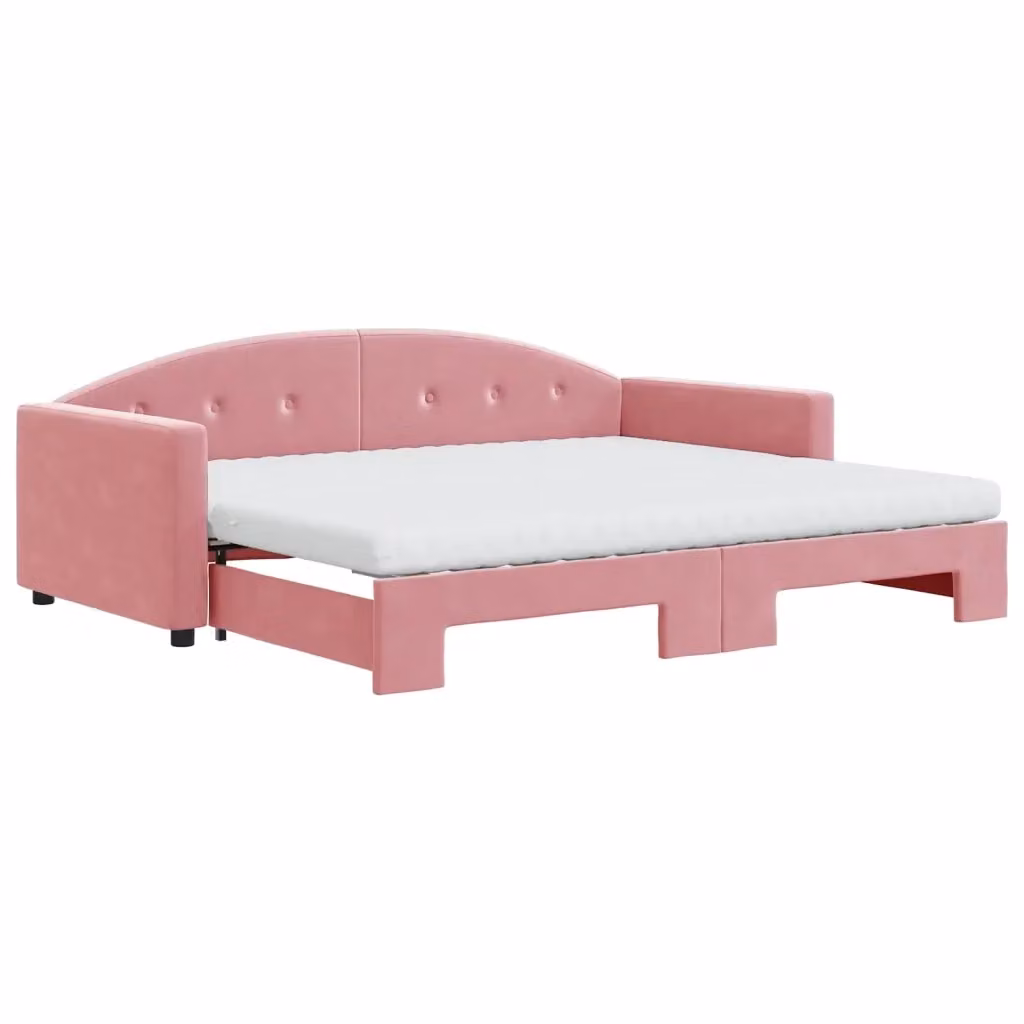 Divano Letto Estraibile vidaXL in Velluto Rosa con Cassetto per Soggiorno e Camera da Letto L/P/H: 222 x 90 x 75 cm – 2