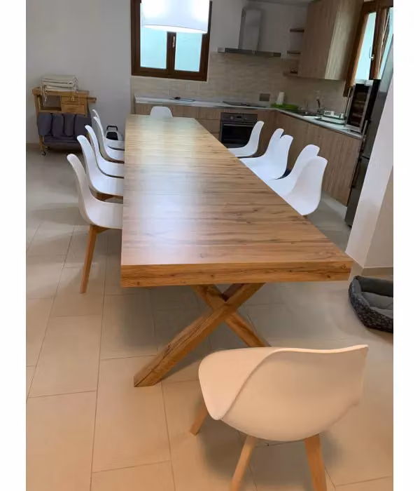 Tavolo rettangolare allungabile con struttura a croce in rovere nodato Mobili 2G L: 180 cm, P: 100 cm, H: 76 cm – 3