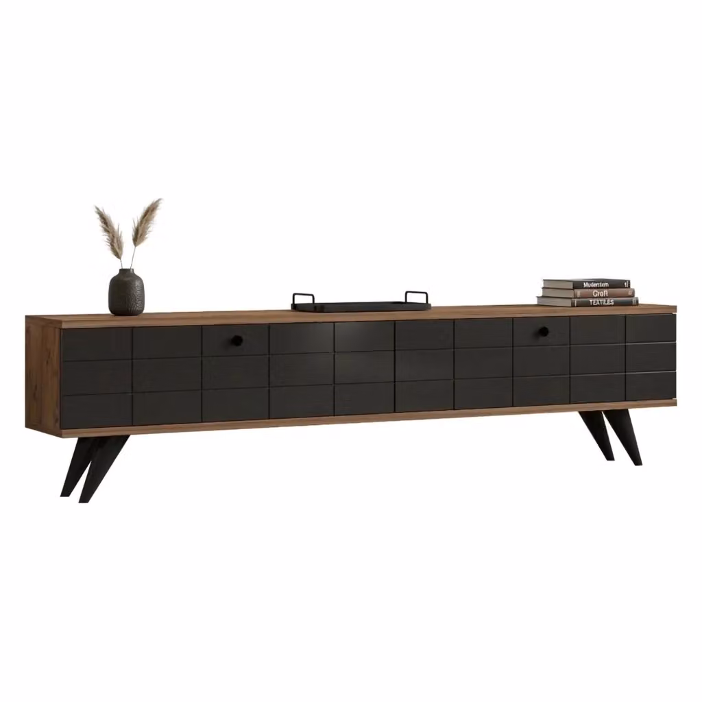 Tresana Mobile Porta TV Moderno con 2 Ante, Nero Antracite, L: 160 cm, P: 25 cm, H: 35 cm – 2