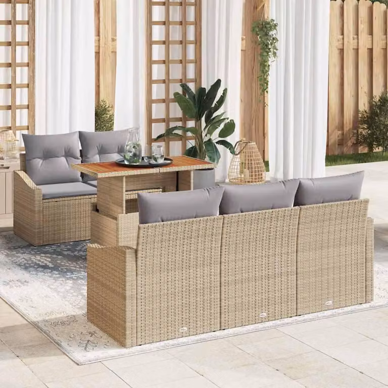 Maison Exclusive - Set da giardino composto da 6 pezzi, divano in rattan sintetico beige
