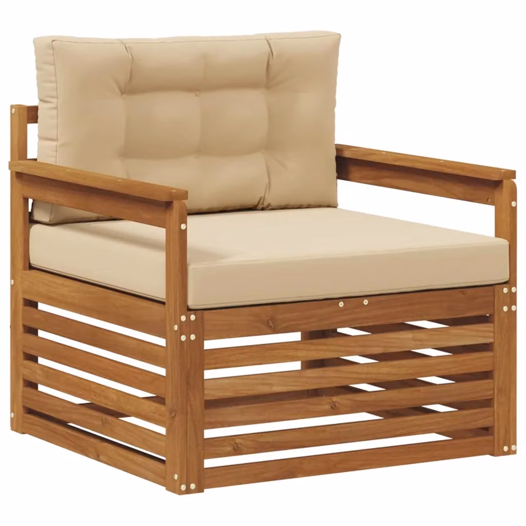 Divano da esterno moderno vidaXL in legno di acacia massello con cuscini beige e marrone