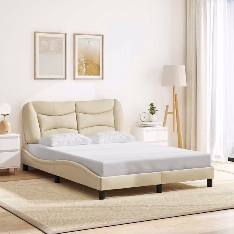 Giroletto senza materasso Hvar vidaXL in tessuto beige L 140 x P 190 cm