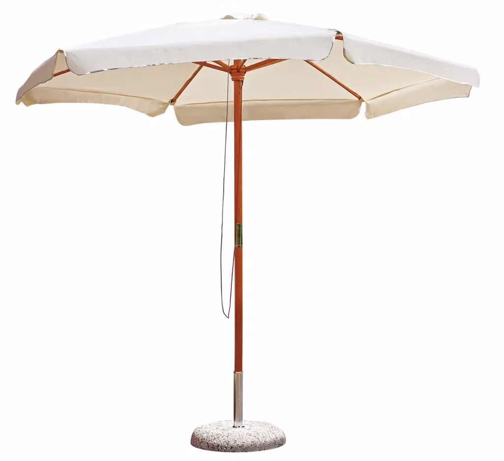 Ombrellone Cheonda in legno con copertura in poliestere ecru, diametro: 285 cm – 2
