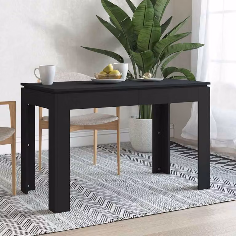 vidaXL Tavolo da Pranzo Moderno Rettangolare in Legno Nero L: 120 cm, P: 60 cm, H: 76 cm