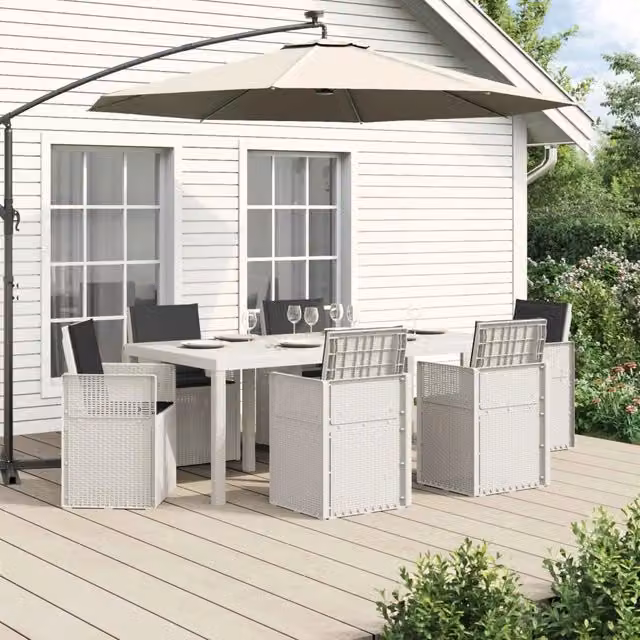 Set da Pranzo per Giardino 7 pz Bianco e Antracite PP 3430080