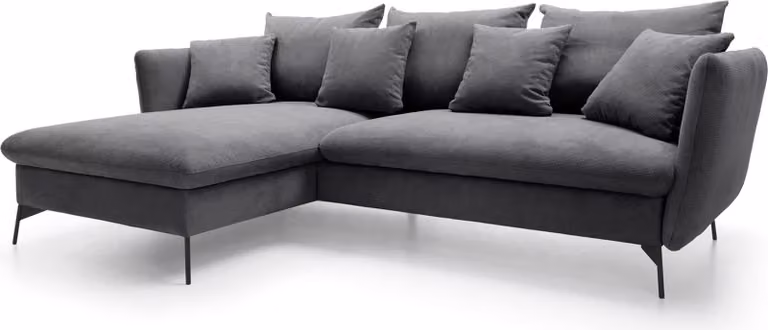 FURNLUX Divano angolare Viton Grigio scuro e nero 258 cm / Colore principale: Grigio / Dimensioni: 258 x 91 x 167 cm